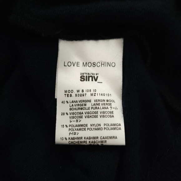 Love Moschino Sweater Bow Mini Dress In Navy - Picture 5 of 9